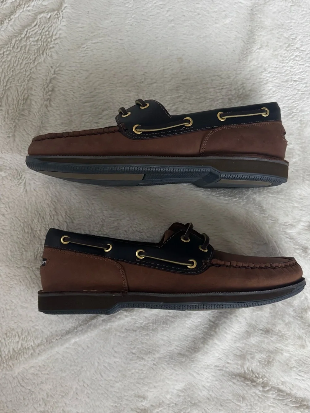 Rockport Two-Tone Brown and Black Leather Boat Shoes